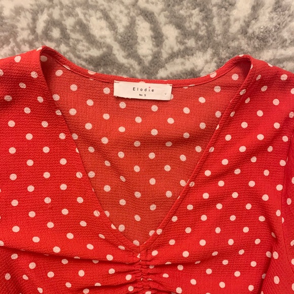 Red and White Polka Dot Blouse - Picture 5 of 6